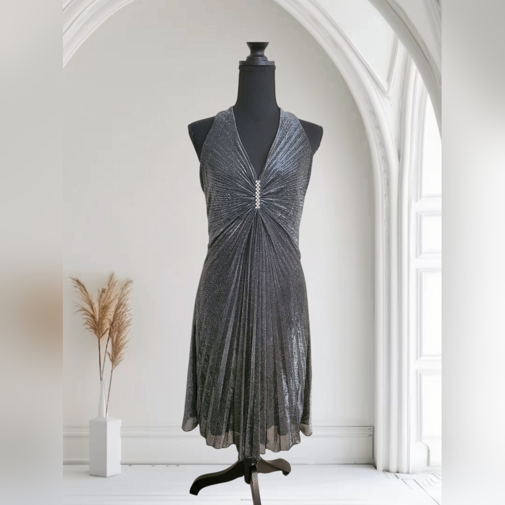 Aspeed Silver Halter Tie Front Midi Dress 🐺 - Picture 2 of 3